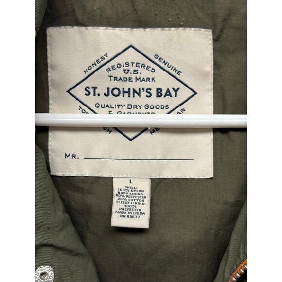 St. John's Bay Parka, Hooded Shell, Drawstring Waist, Windbreaker, Men's Size L - Picture 2 of 9